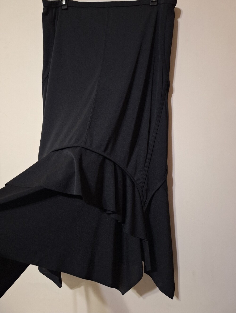 Danier Black Asymmetrical Ruffle Tiered Midi Skirt Whimsigoth Goth Sz Large - Picture 3 of 7